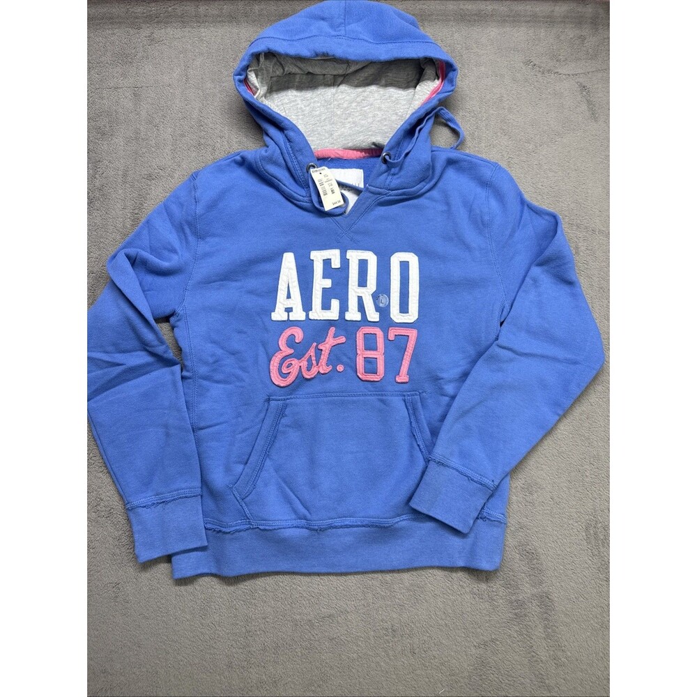 Aeropostale Y2K Juniors Women's Size Large Blue Pullover Logo Hoodie